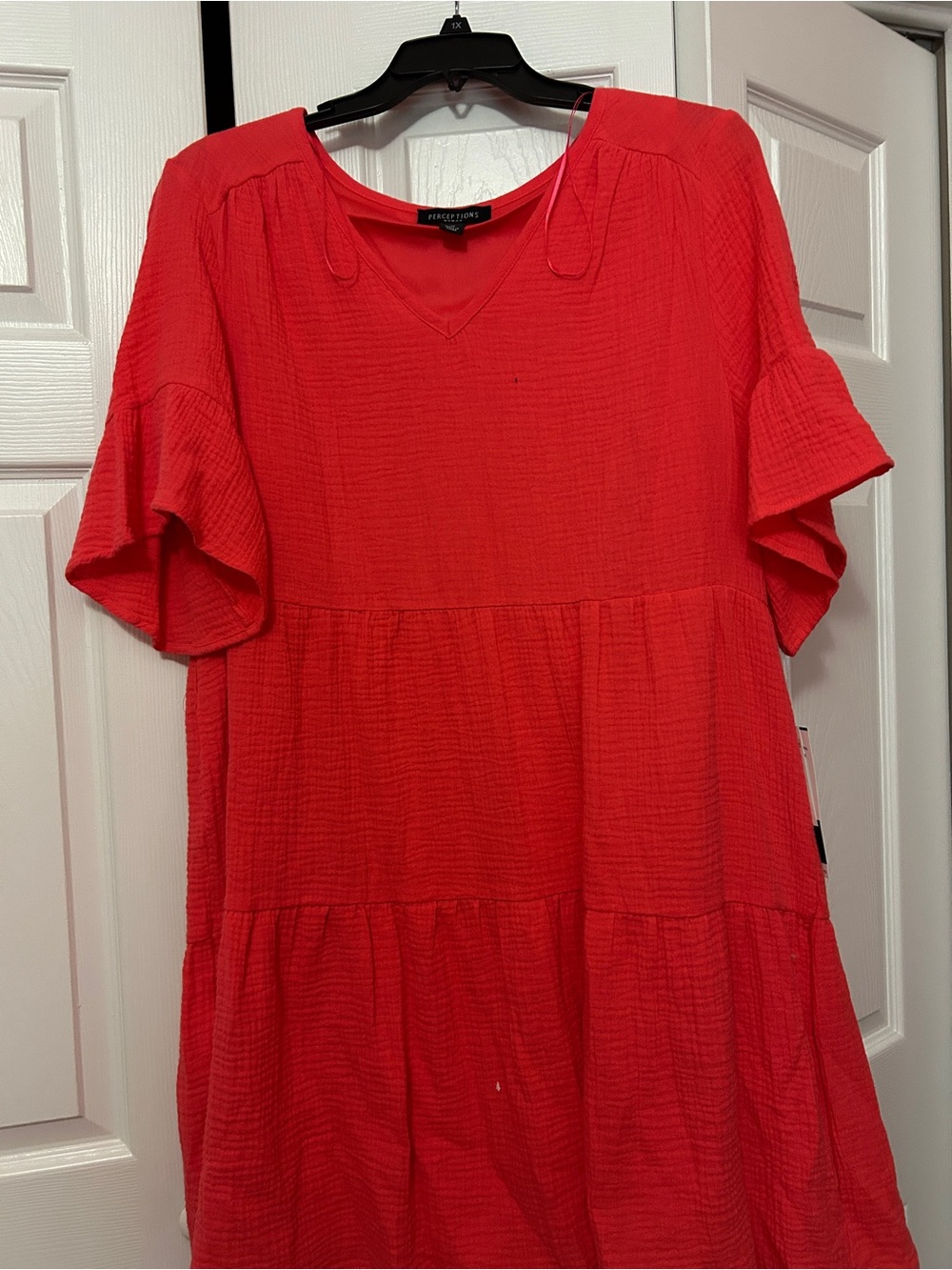 Red Tiered V-Neck Women's dress by Perceptions NWT 1x